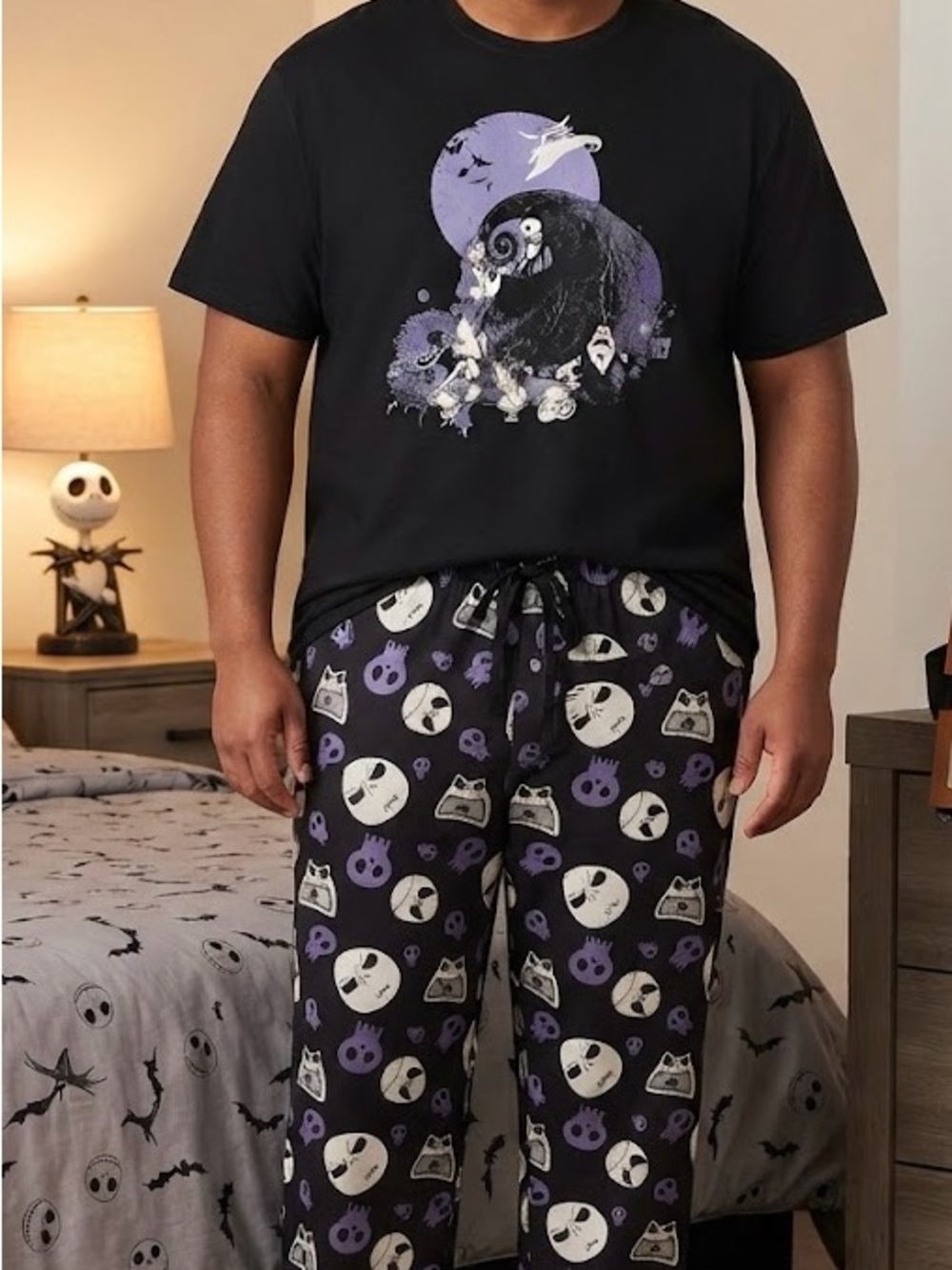 Disney Black and Purple Short-Sleeve Graphic Tee and Lounge Pants Set